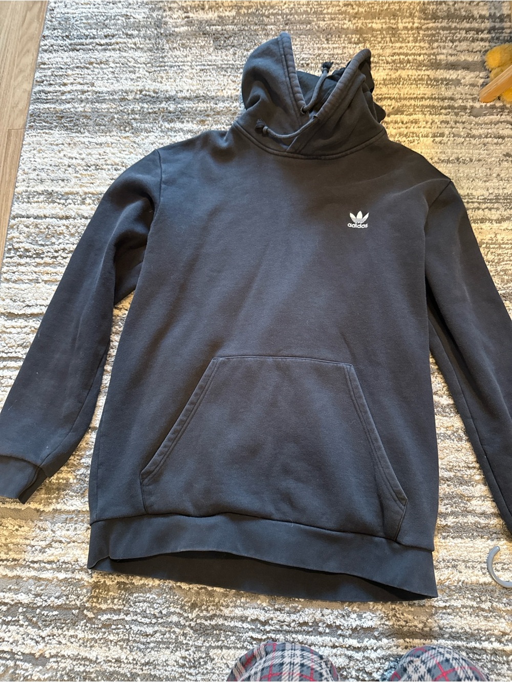 adidas Men’s Black Crewneck Hoodie with Trefoil Logo